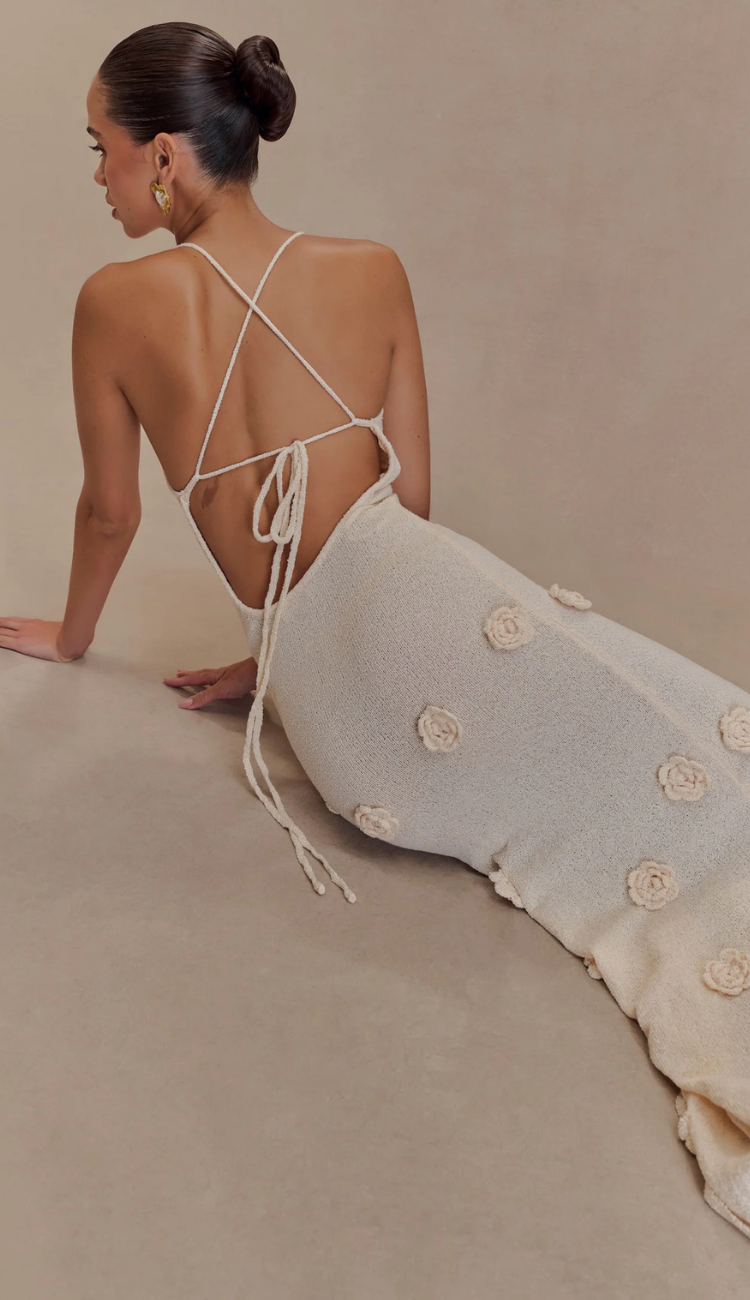 Luniva Beige Knit Maxi Dress