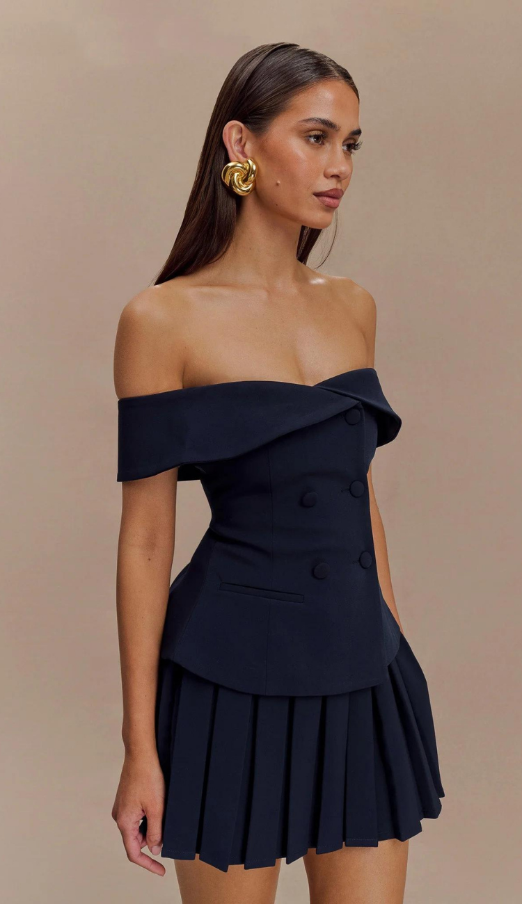 Conjunto de traje rojo sin tirantes Eloise