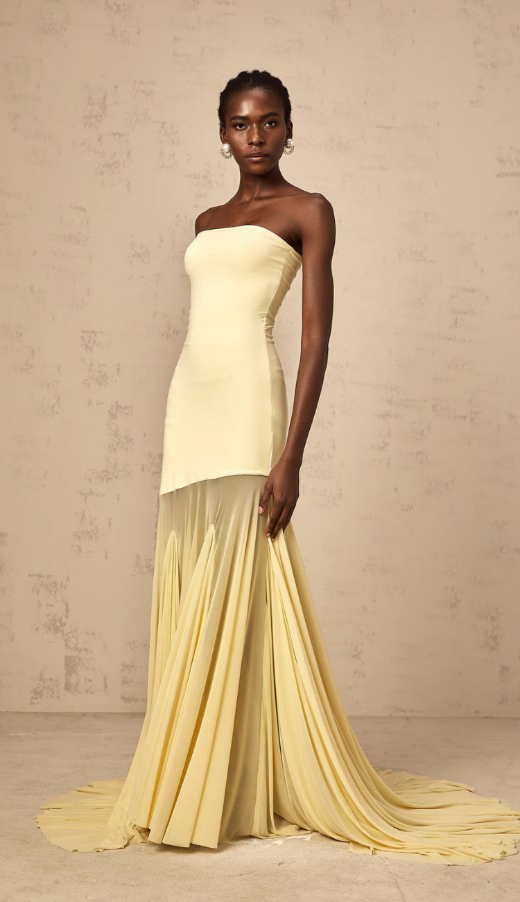 Tahlia Yellow Tulle Maxi Dress