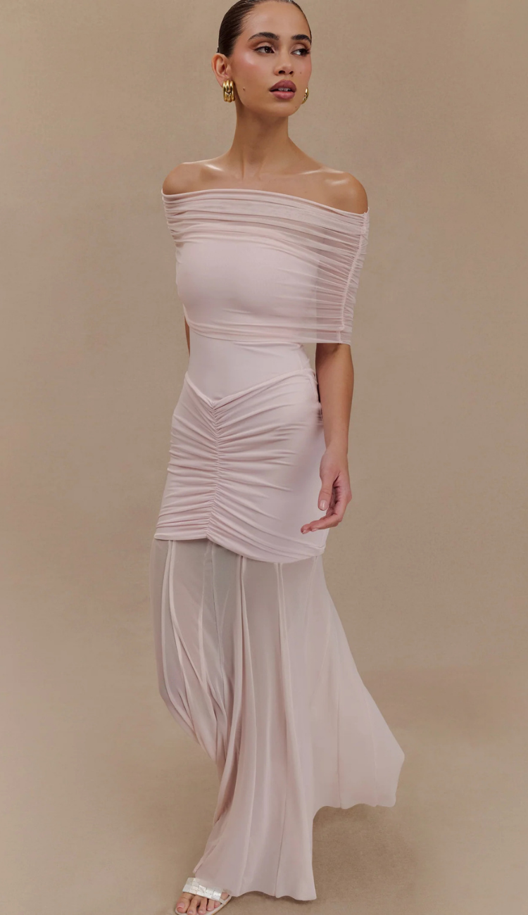 Cindy Pink Mesh Maxi Dress