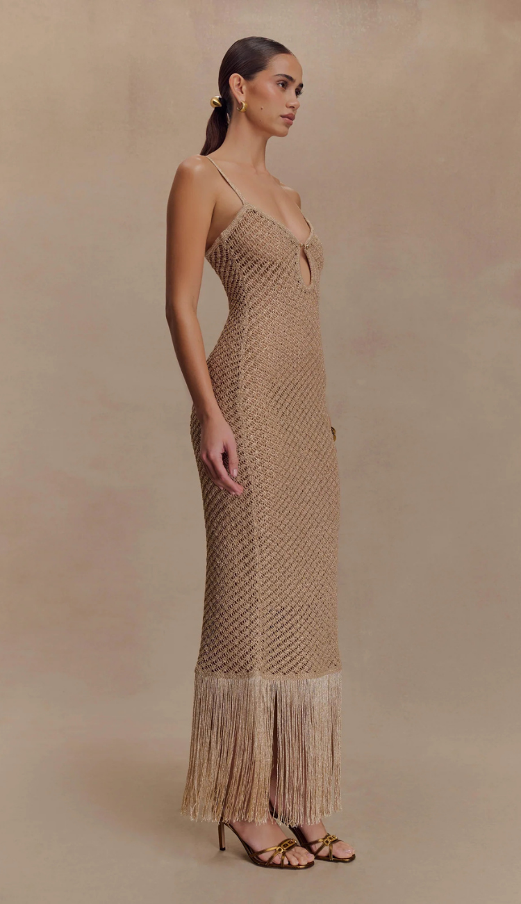 Miyuna Gold Shimmery Maxi Dress