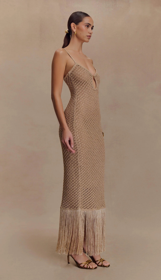 Miyuna Gold Shimmery Maxi Dress