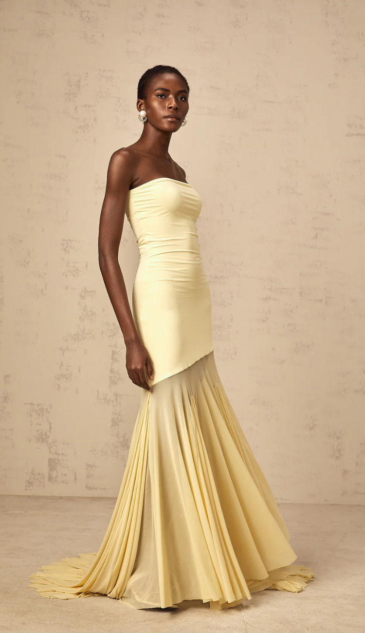 Tahlia Yellow Tulle Maxi Dress