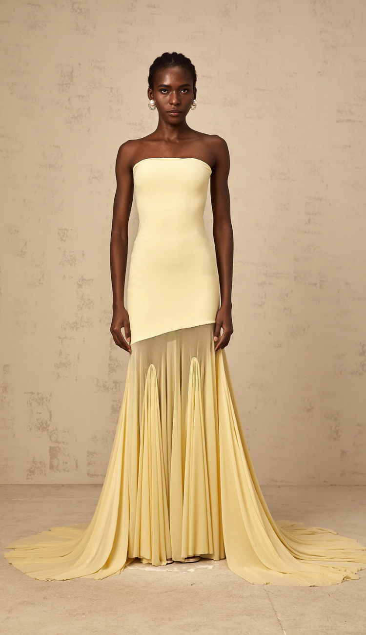 Tahlia Yellow Tulle Maxi Dress