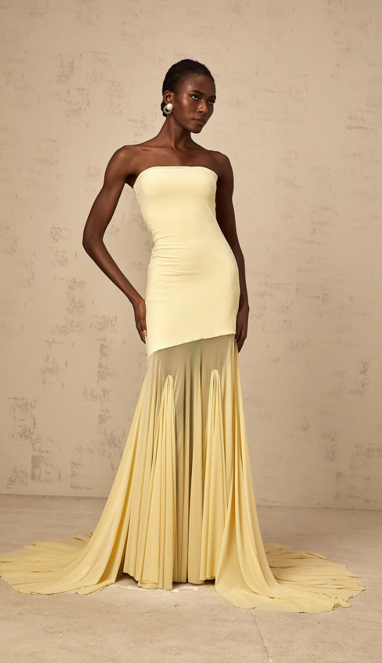 Tahlia Yellow Tulle Maxi Dress