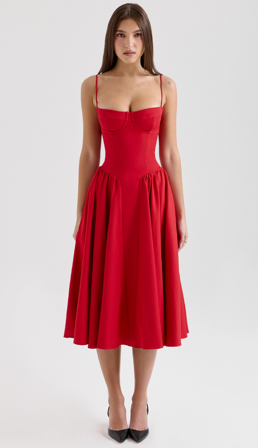 Wyatt Red Midi Dress