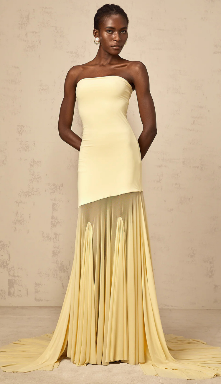 Tahlia Yellow Tulle Maxi Dress