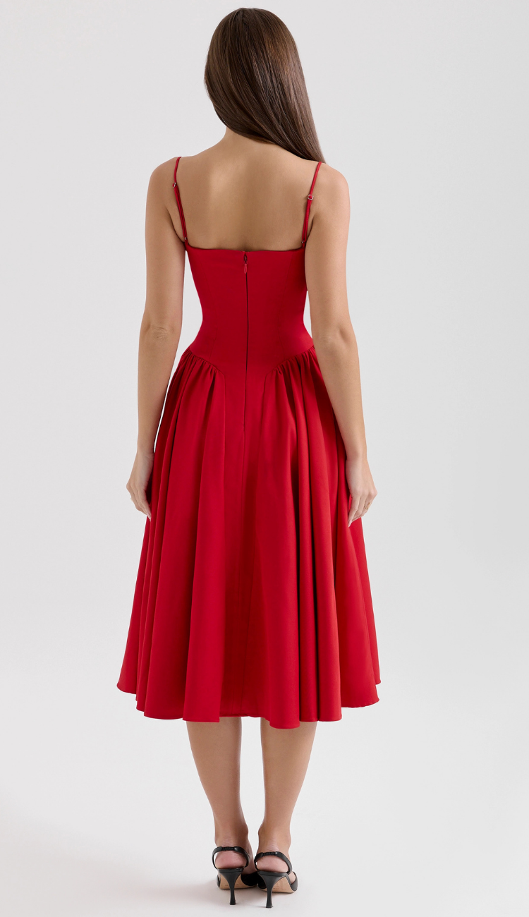 Wyatt Red Midi Dress