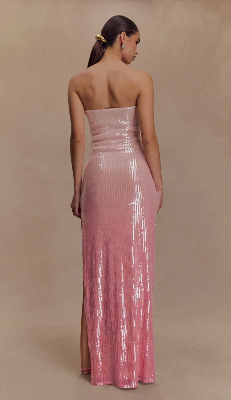 Noemié Ombre Pink Sequin Maxi Dress