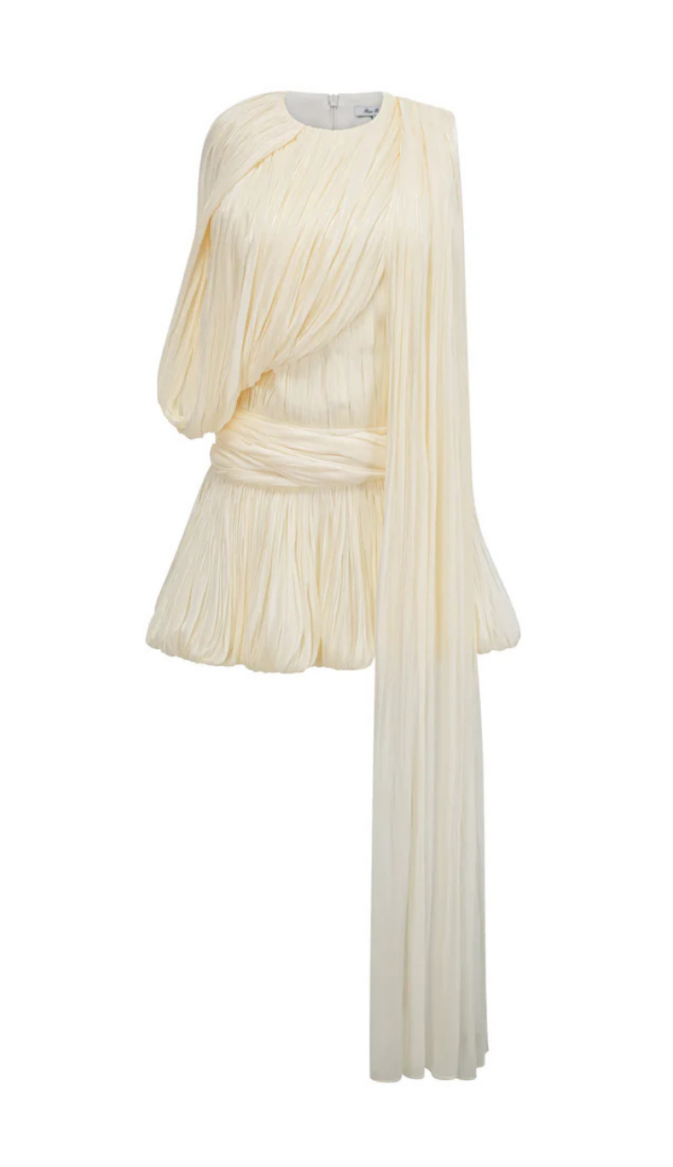 Livia Ivory Plisse Mini Dress
