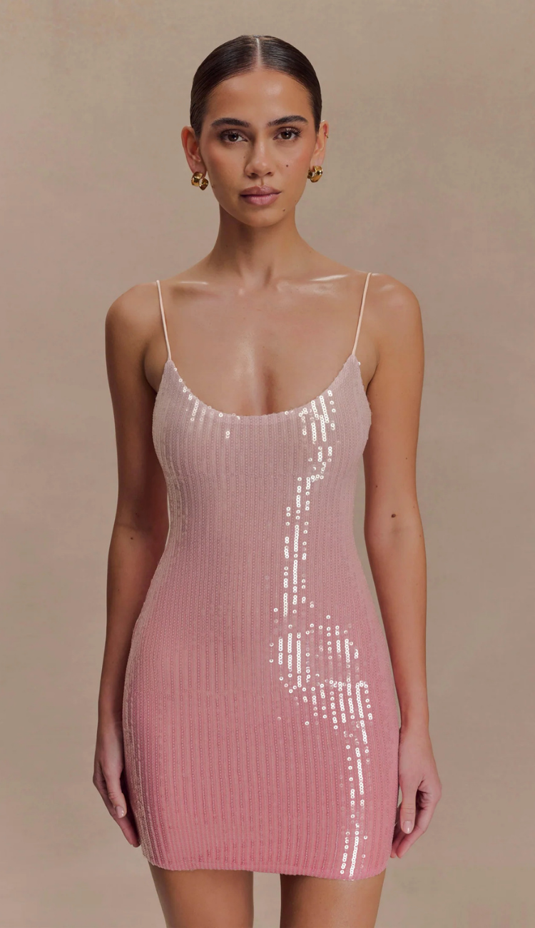 Noemié Ombre Pink Sequin Mini Dress