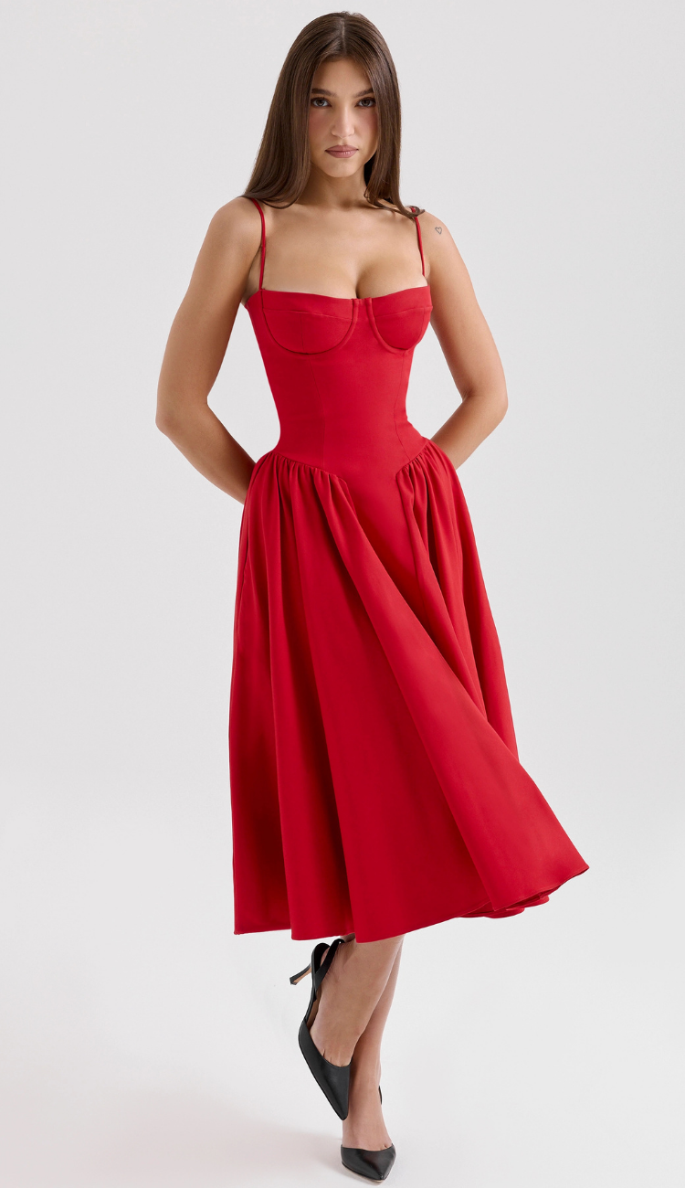 Wyatt Red Midi Dress