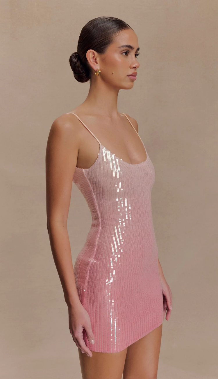 Noemié Ombre Pink Sequin Mini Dress