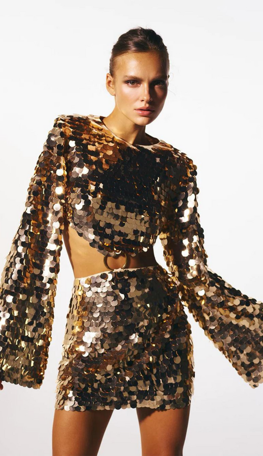 Eliza Gold Mini Dress