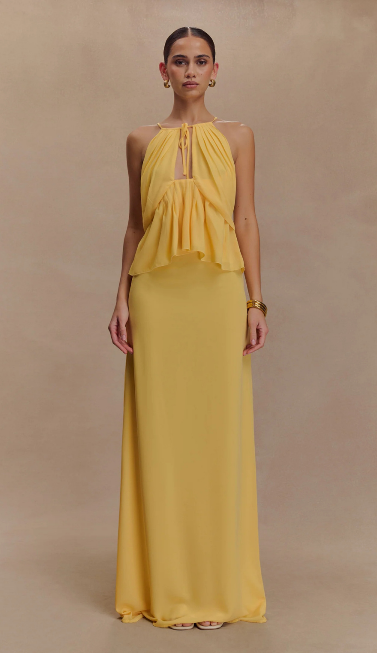 Suki Yellow Chiffon Skirt Set