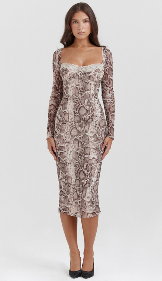 Vestido largo con estampado de liga