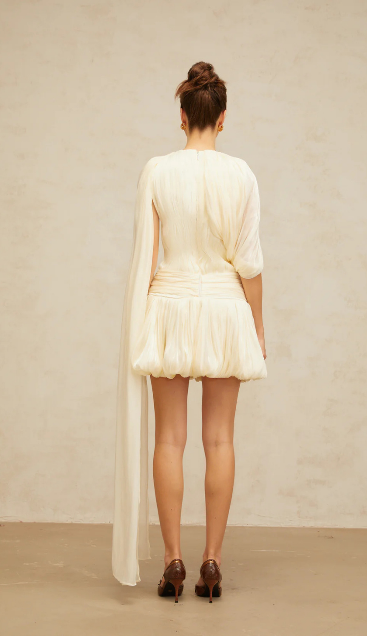 Livia Ivory Plisse Mini Dress