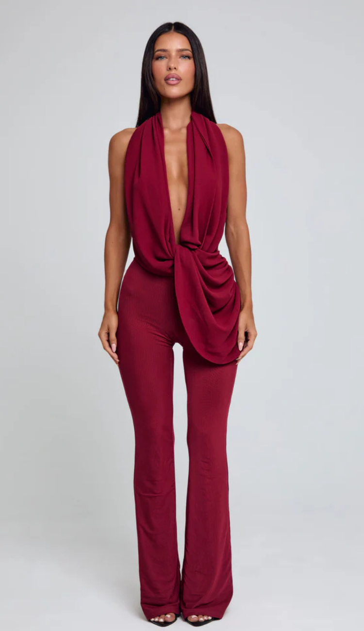 Sharo Burgundy Jumpsuit