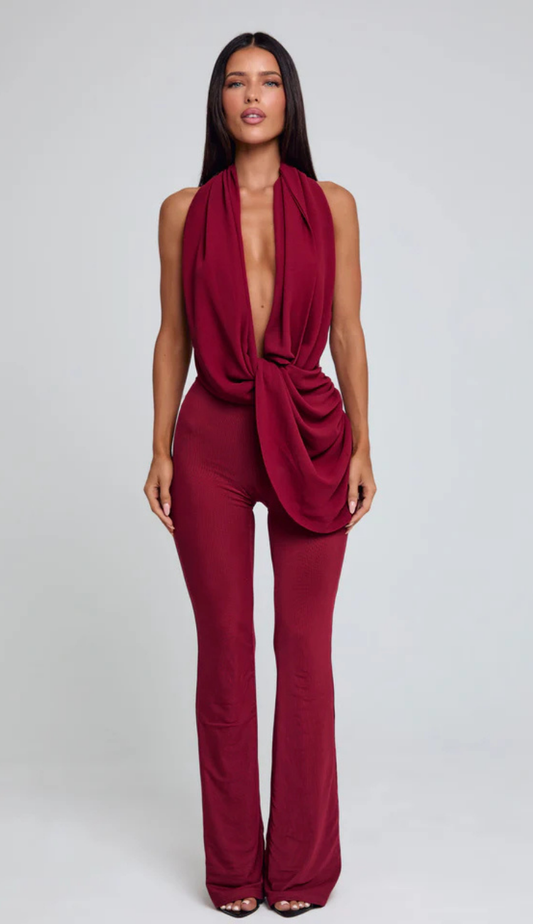 Sharo Burgundy Jumpsuit