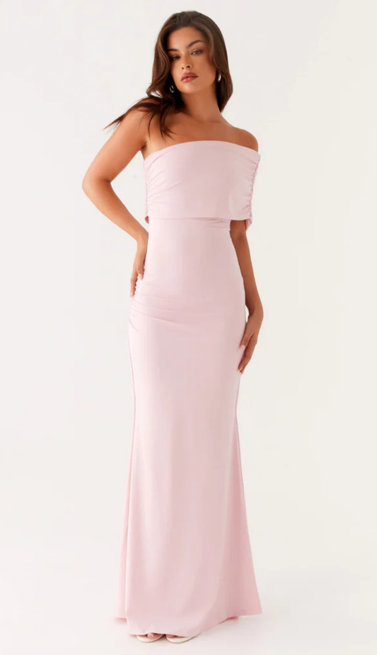 Vienna One Shoulder Pink Maxi Dress