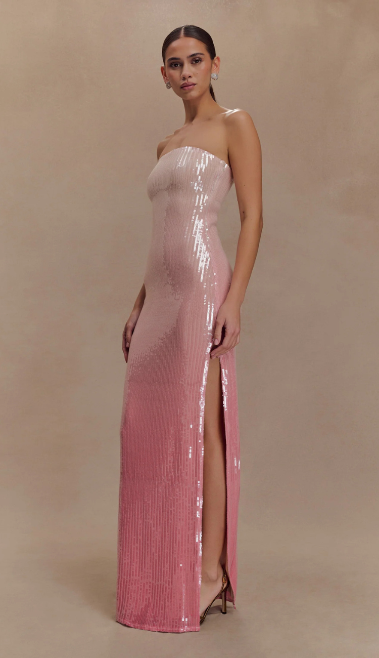 Noemié Ombre Pink Sequin Maxi Dress